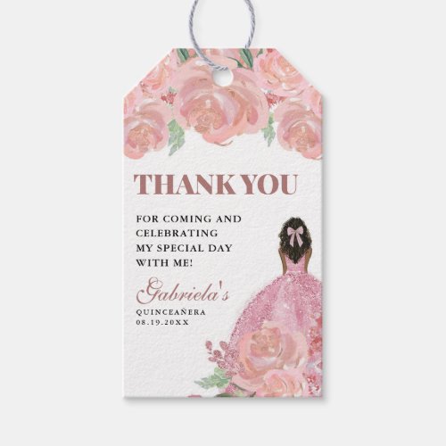 Quinceanera Floral Blush Pink Mis Quince Anos Gift Tags