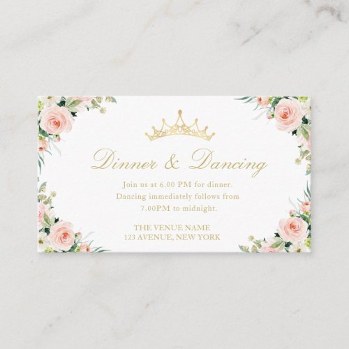 Quinceanera floral Dinner  Dancing card