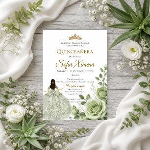 Quinceañera floral greenery invitation