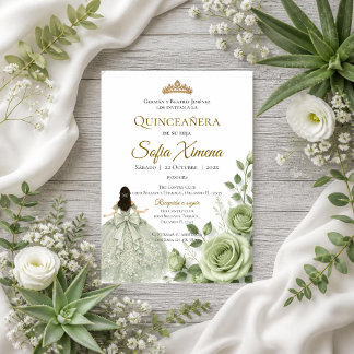 Quinceañera floral greenery invitation