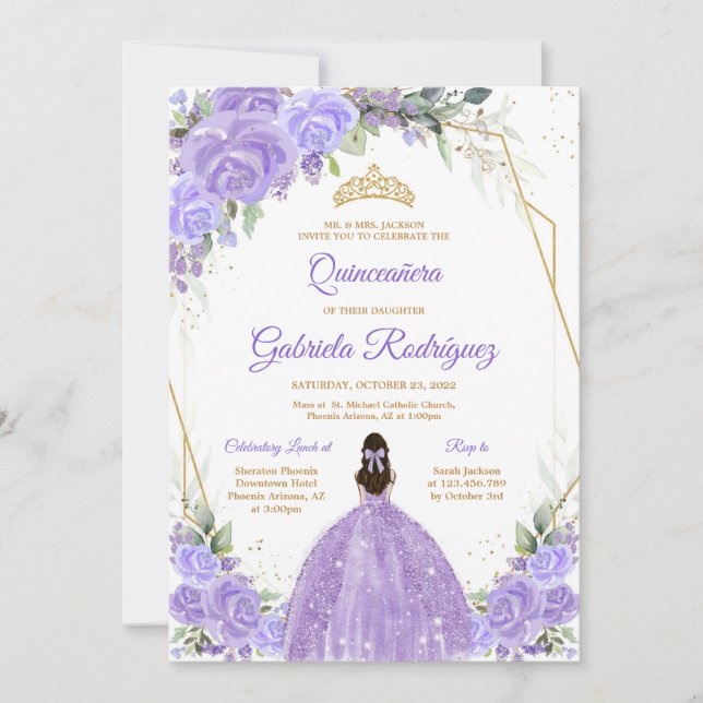 Quinceanera Floral Invitation (Front)