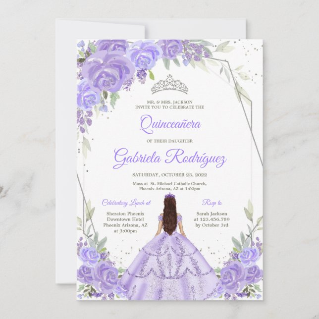 Quinceanera Floral Invitation (Front)