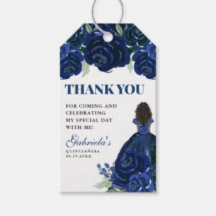Quinceanera Floral Navy Blue Gold Mis Quince Anos Gift Tags