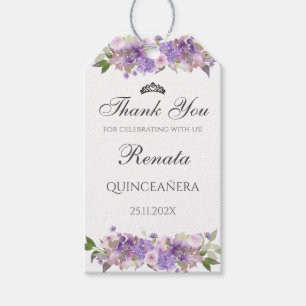 Quinceanera Floral Purple Gift Tags