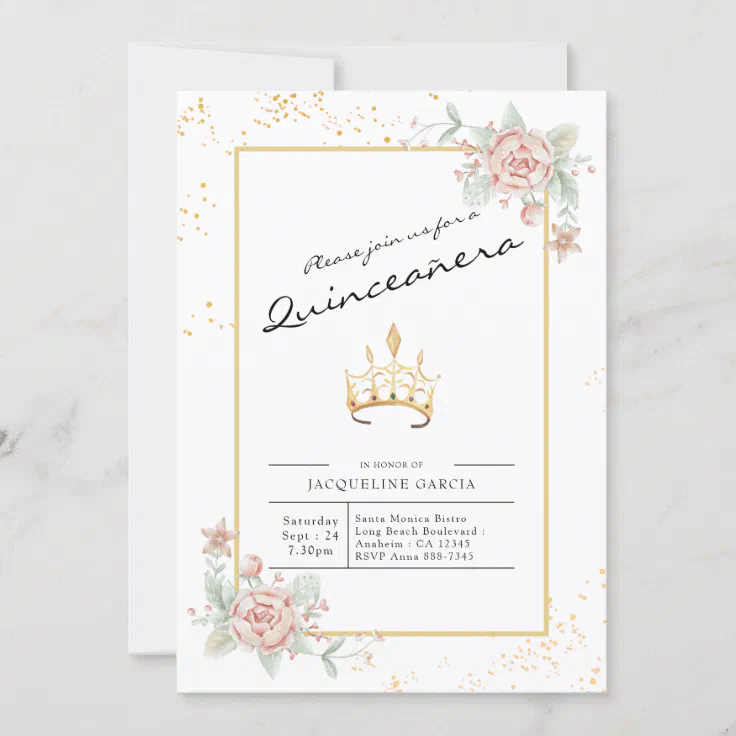 Quinceañera Floral Script 15th Birthday Invitation Zazzle