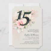 Quinceanera Floral Watercolor 15th Birthday Party Invitation (Front)