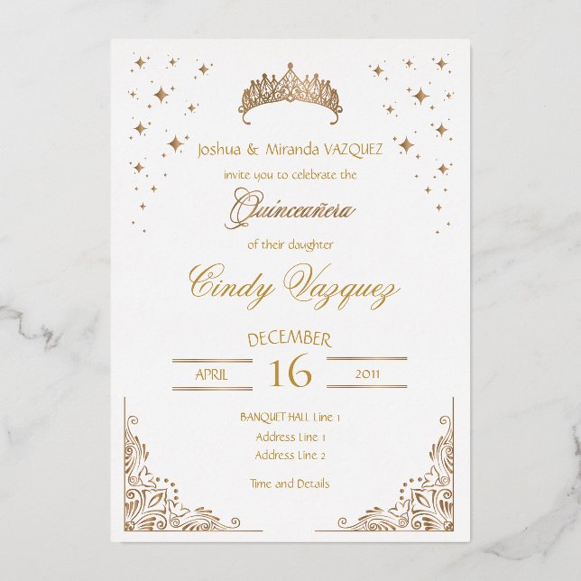 Quinceanera Foil Invitation (Front)