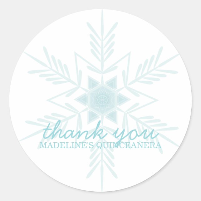 QUINCEAÑERA frozen WINTER WONDERLAND favor Classic Round Sticker (Front)