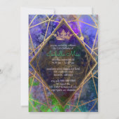 Quinceanera/Galaxy/Neon Purple/Princess/Crown Invitation (Back)