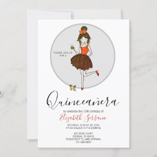 Quinceanera Girl In Party Dress Invitation