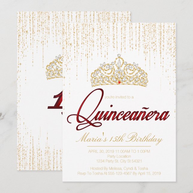 Quinceanera, Glam Glitter Invitations (Front/Back)
