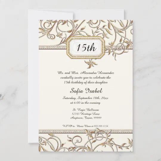 Rustic and glam quinceanera or wedding invitation