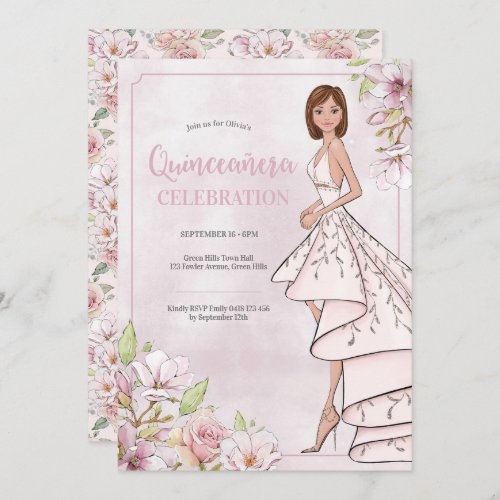 Quinceaera Glamor Girl Birthday Invitation