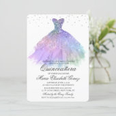 Quinceanera Glitter Dress Diamond Invitation (Standing Front)