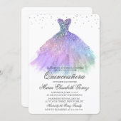 Quinceanera Glitter Dress Diamond Invitation (Front/Back)