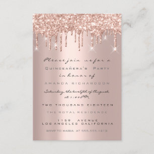 Quinceañera Glitter Drips Rose Bridal Sweet 16th Invitation