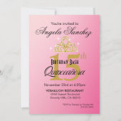 Quinceanera Glitter Geometric Ovals | pink gold Invitation (Back)