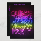 Quinceanera GLOW PARTY Birthday Invitation (Front/Back)