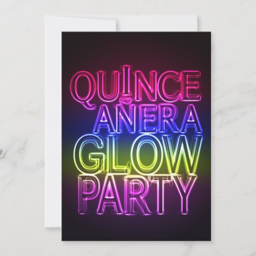 Quinceanera GLOW PARTY Birthday Invitation