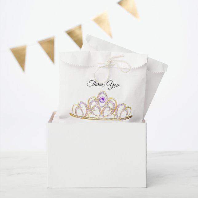 Quinceañera Gold Amethyst Tiara Favor Bag  (Party)