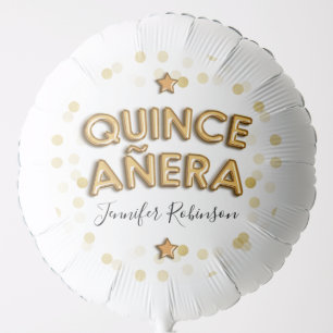 Quinceañera Gold Birthday Balloons Confetti
