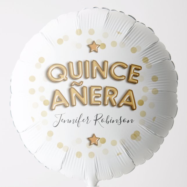 Quinceañera Gold Birthday Balloons Confetti (Front)