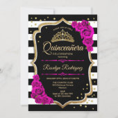 Quinceanera - Gold Black Pink Invitation (Front)