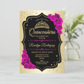 Quinceanera - Gold Black Pink Invitation (Standing Front)