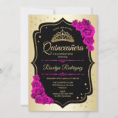 Quinceanera - Gold Black Pink Invitation (Front)