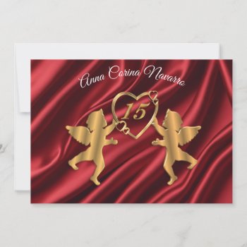 Quinceanera Gold Cupids For 15th Birthday Invitation by Irisangel at Zazzle