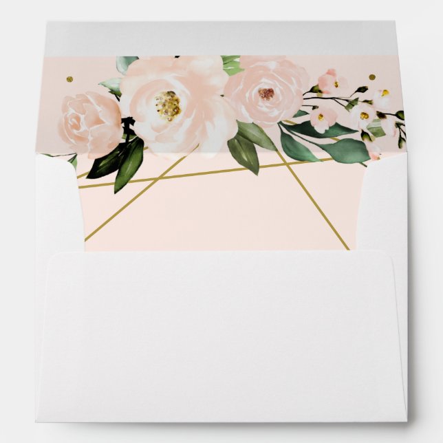 Quinceanera Gold Foil Blush Pink Floral Envelope (Back (Bottom))