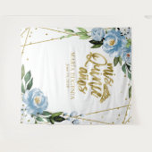 Quinceanera Gold Foil Dusty Blue Floral Backdrop | Zazzle