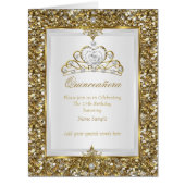 Quinceanera Gold Glitter White Pearl Tiara Photo (Front)