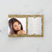 Quinceanera Gold Glitter White Pearl Tiara Photo Invitation (Inside)