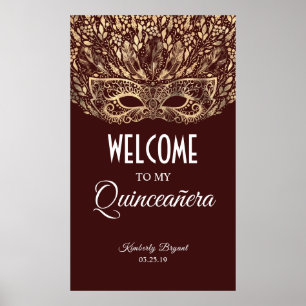 Quinceañera Gold Mask Welcome Poster