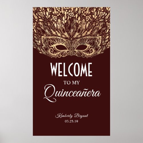 Quinceaera Gold Mask Welcome Poster
