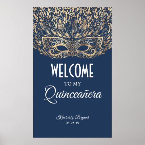 Quinceaera Gold Mask Welcome Poster