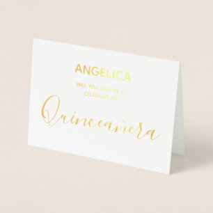 Quinceañera  Gold Personalized Invitation