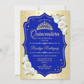 Quinceanera - Gold Royal Blue Invitation (Front)