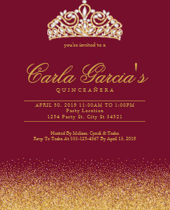 quinceanera gold sparling invitations
