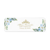 Quinceanera Gold Tiara Baby Blue Floral Label (Front)