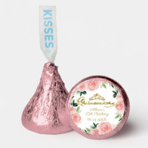 Quinceanera Gold Tiara Blush Floral Hershey®'s Kisses®