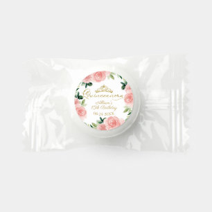 Quinceanera Gold Tiara Blush Floral Life Saver® Mints