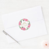Quinceanera Gold Tiara Hot Pink Floral Classic Round Sticker (Envelope)