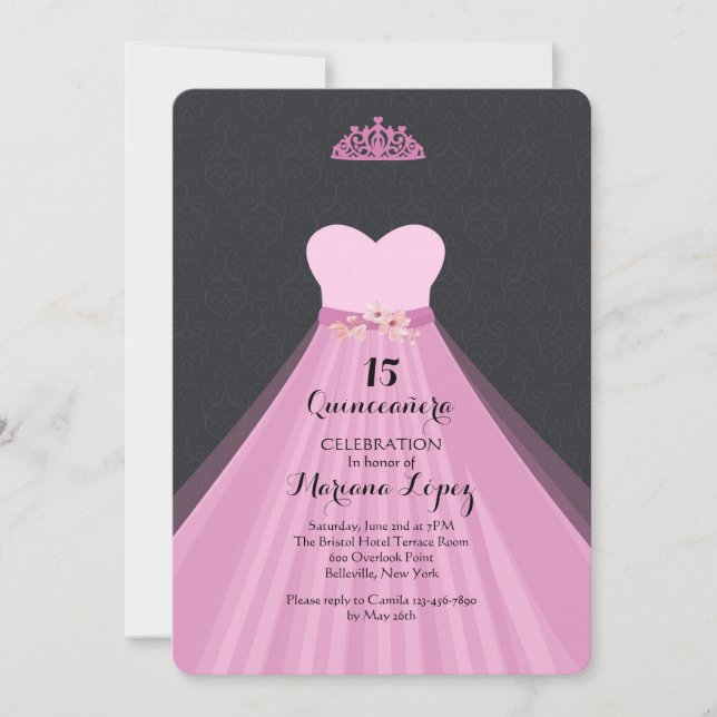 Quinceañera Gown Birthday Party Invitation (Front)