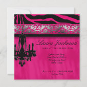 Quinceanera Grad Zebra Damask Pink Black Photo Invitation (Back)