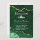 Quinceanera Green Gold Marble Agate Geode Photo Invitation (Front)