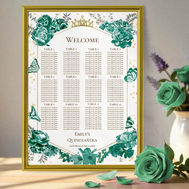 Quinceanera Green Seating Chart Sign Butterflys (Creator Uploaded)