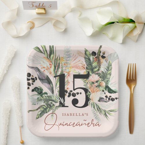 Quinceaera  Greenery  Terra Cotta Jungle  Paper Plates