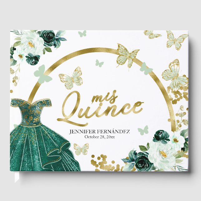Quinceanera Guest Book Blush Butterfly Dress  (Front)